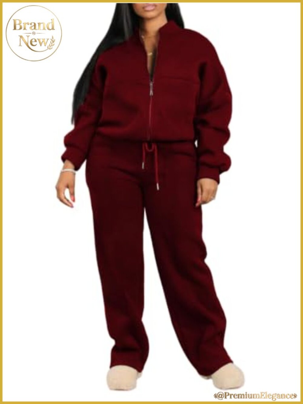 Women's 2 Piece Sweatsuit Set Full Zip up Sweatshirt Wide Leg Sweatpants
